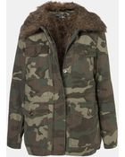Topshop Faux Fur Lined Camo Utility Jacket - Lyst