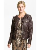 MICHAEL Michael Kors Zip Trim Leather Jacket - Lyst