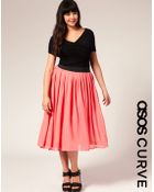 Asos Curve Chiffon Midi Skirt - Lyst