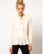 Asos Collection Asos Blouse With Lace Trims And Embroidery In White