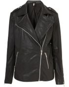 Topshop Oversized Leather Biker Jacket - Lyst