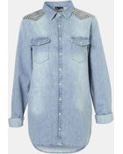 Topshop Lionel Studded Denim Shirt - Lyst