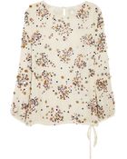 Lela Rose Embellished Silkchiffon Blouse - Lyst
