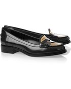 Saint Laurent Charlotte Glossedleather and Metal Loafers - Lyst