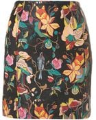 Topshop Premium Painted Leather Skirt - Lyst