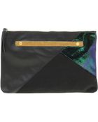 Asos Suede Patchwork Metal Bar Clutch - Lyst