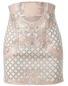 Balmain Velvet and Leather Miniskirt - Lyst