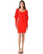 Zac Posen Gathered Sleeve Dress - Lyst