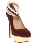 Charlotte Olympia Suede Dolly Ankle Bracelet Pump - Lyst