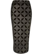 Topshop Star Glitter Velvet Tube Skirt - Lyst