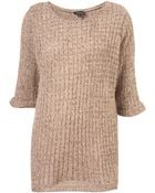 Topshop Knitted Open Stitch Jumper - Lyst