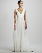 Notte By Marchesa Embroidered Grecian Gown - Lyst