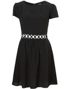 Topshop Lattice Waist Flippy Dress - Lyst