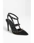 Valentino Crystal Noir Tstrap Pump - Lyst