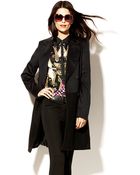 Vince Camuto Leather Collar Trench Coat - Lyst