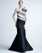 Carolina Herrera Oneshoulder Gown with Striped Bodice - Lyst
