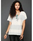 Free People Striped Short Sleeve Sweater - Lyst