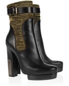 Lanvin Leather and Lurex Boots - Lyst