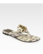 Tory Burch Miller Snake-print Logo Thong Sandal - Lyst