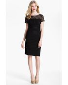 Adrianna Papell Illusion Yoke Pleated Jersey Dress - Lyst