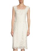 Dolce & Gabbana Square Neck Lace Sheath Dress - Lyst