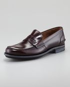 Prada Spazzolato Penny Loafer Brown - Lyst
