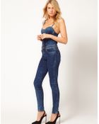 ASOS Collection Asos Sexy Bandeau Jumpsuit in Denim - Lyst
