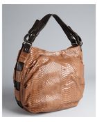 Furla Brown Snake Embossed Leather Gam Hobo - Lyst