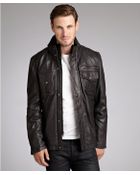 Marc New York Black Leather Zip Front Jacket - Lyst