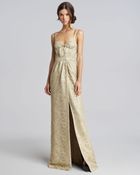Burberry Prorsum Metallic Lace Keyhole Gown - Lyst