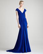 Lela Rose Crepe Vneck Gown - Lyst