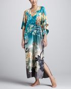 Natori Ming Floralprint Caftan Teal - Lyst