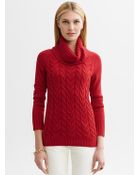 Banana Republic Cableknit Turtleneck Sweater - Lyst