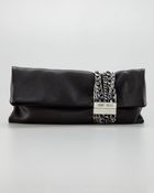 Jimmy Choo Chandra Chain Leather Clutch Bag Black - Lyst