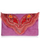 Matthew Williamson Butterfly Embellished Suede Clutch - Lyst