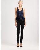 Robert Rodriguez Lace Peplum Top - Lyst
