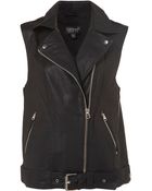 Topshop Oversized Sleeveless Biker Jacket - Lyst