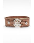 Tory Burch Logo Metallic Leather Bracelet - Lyst