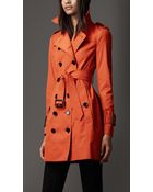Burberry Midlength Cotton Blend Trench Coat - Lyst