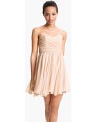 Jill Stuart Pleated Silk Chiffon Sweetheart Dress - Lyst