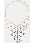 Topshop Two Tone Geometric Necklace - Lyst