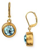 T Tahari Round Crystal Leverback Drop Earrings - Lyst