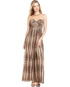 Calvin Klein Strapless Printed Metallicdot Gown - Lyst