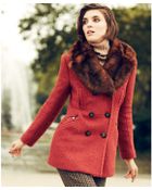 Laundry By Shelli Segal Faux-Fur-Collar Peacoat - Lyst