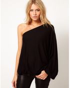 Asos Top with One Shoulder Volume Sleeve - Lyst