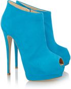 Giuseppe Zanotti Suede Peeptoe Platform Ankle Boots - Lyst