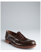 Prada Hickory Leather Penny Loafers - Lyst