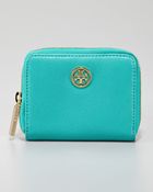 Tory Burch Robinson Zip Coin Case Turquoise - Lyst