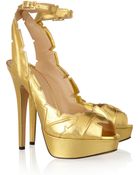 Charlotte Olympia Leaf Me Alone Metallic Leather Sandals - Lyst