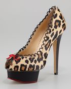 Charlotte Olympia Daphne Leopard-Print Calf Hair Pump - Lyst